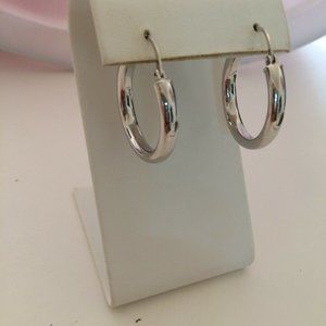 Silver Tone Hoop Dangle Earrings Marked Snapback